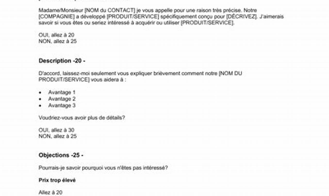 Exemple De Scénario De Vente Par Téléphone Pdf