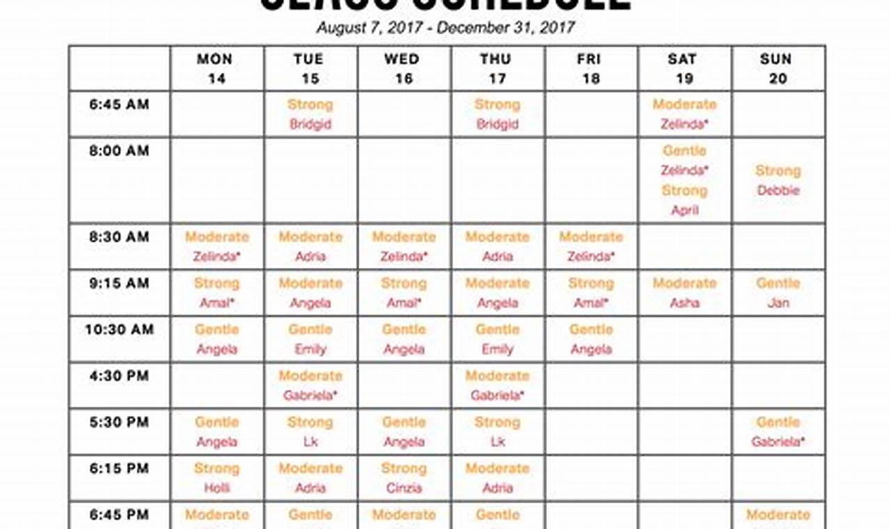Fall Class Schedule 2024