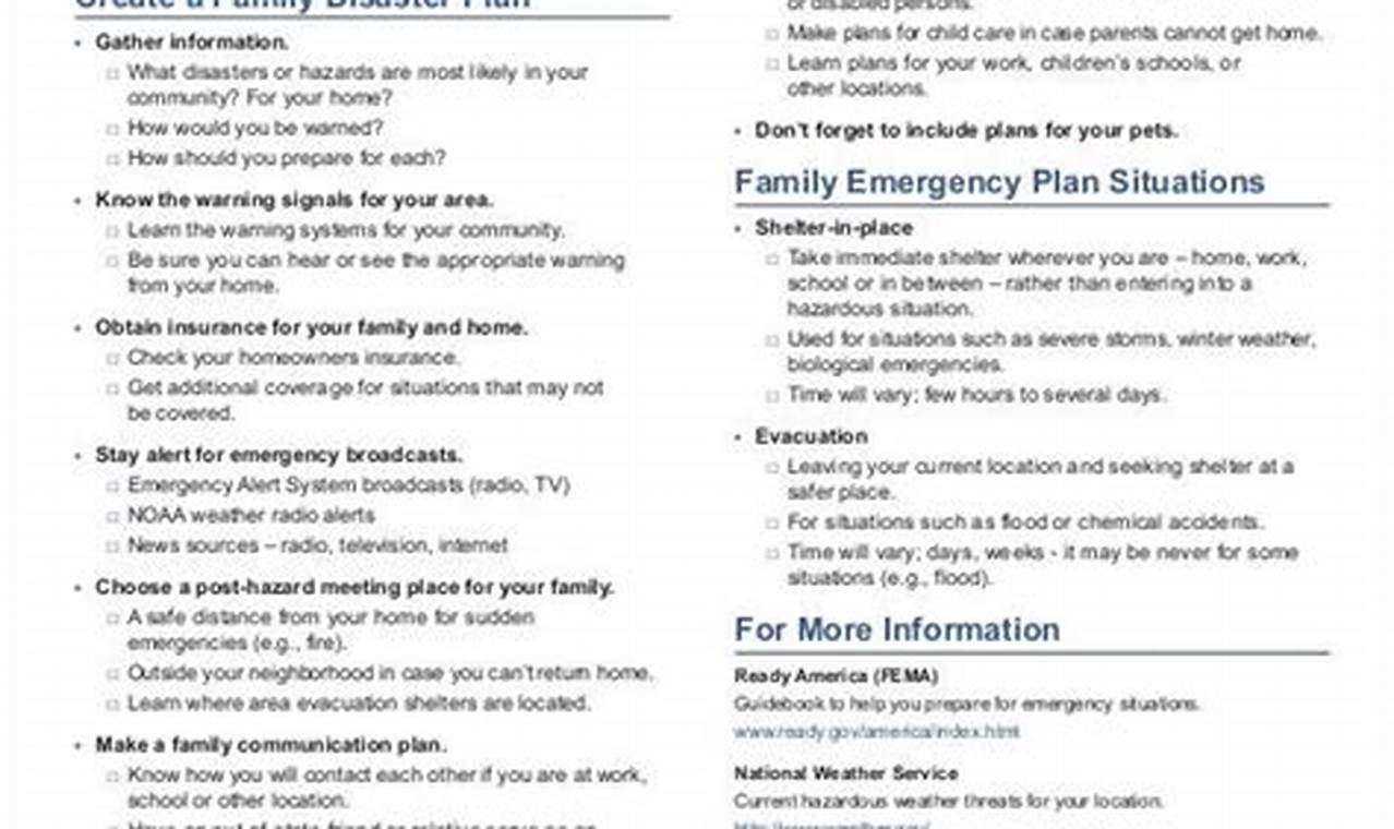 Family Emergency Plan Sample