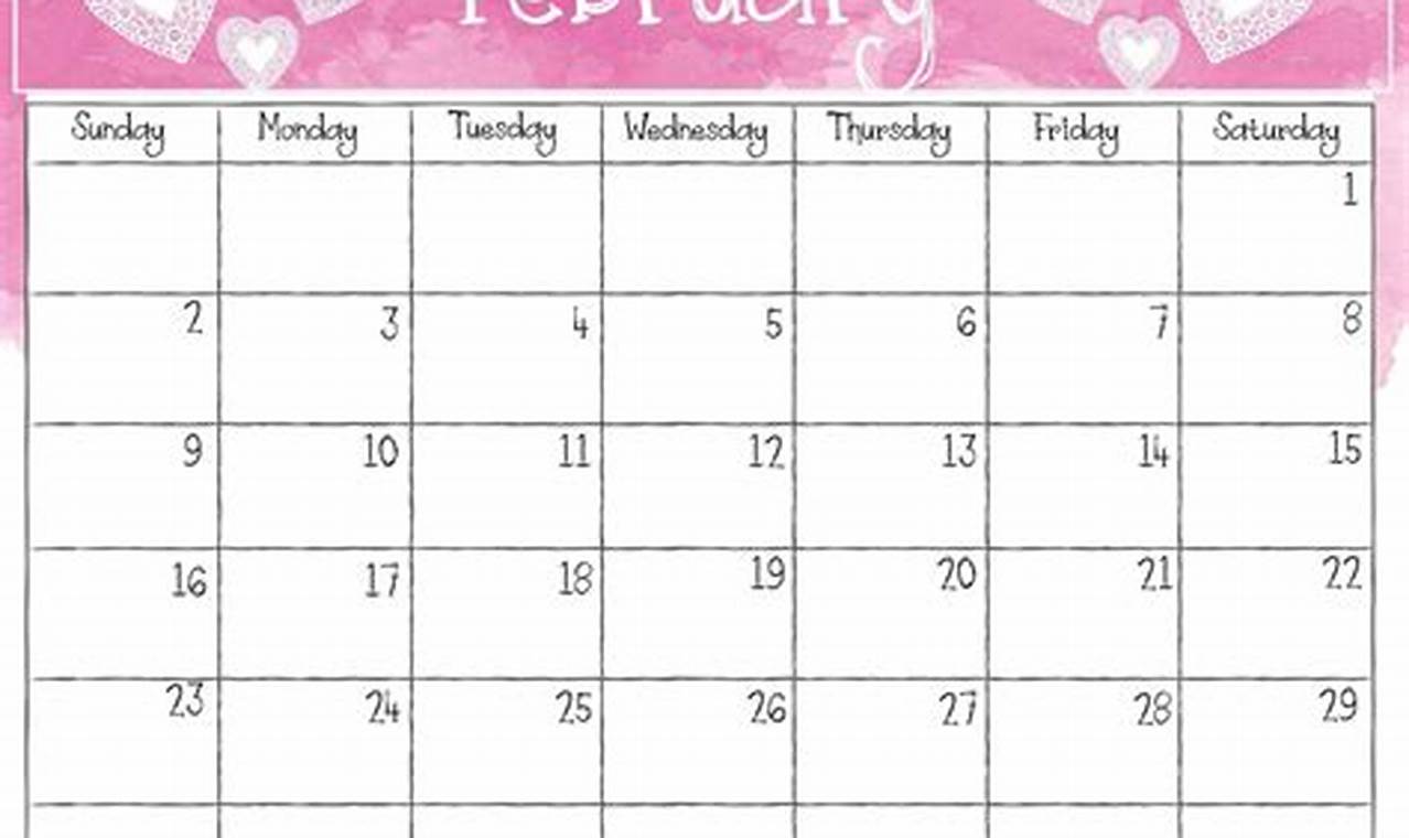 Feb 2024 Free Calendar Template 2020