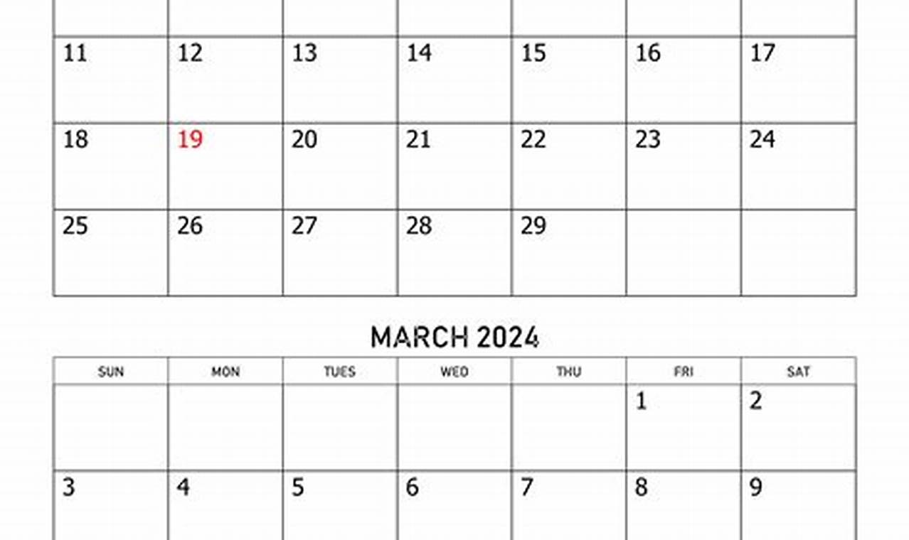 Feb March 2024 Calendar Printable