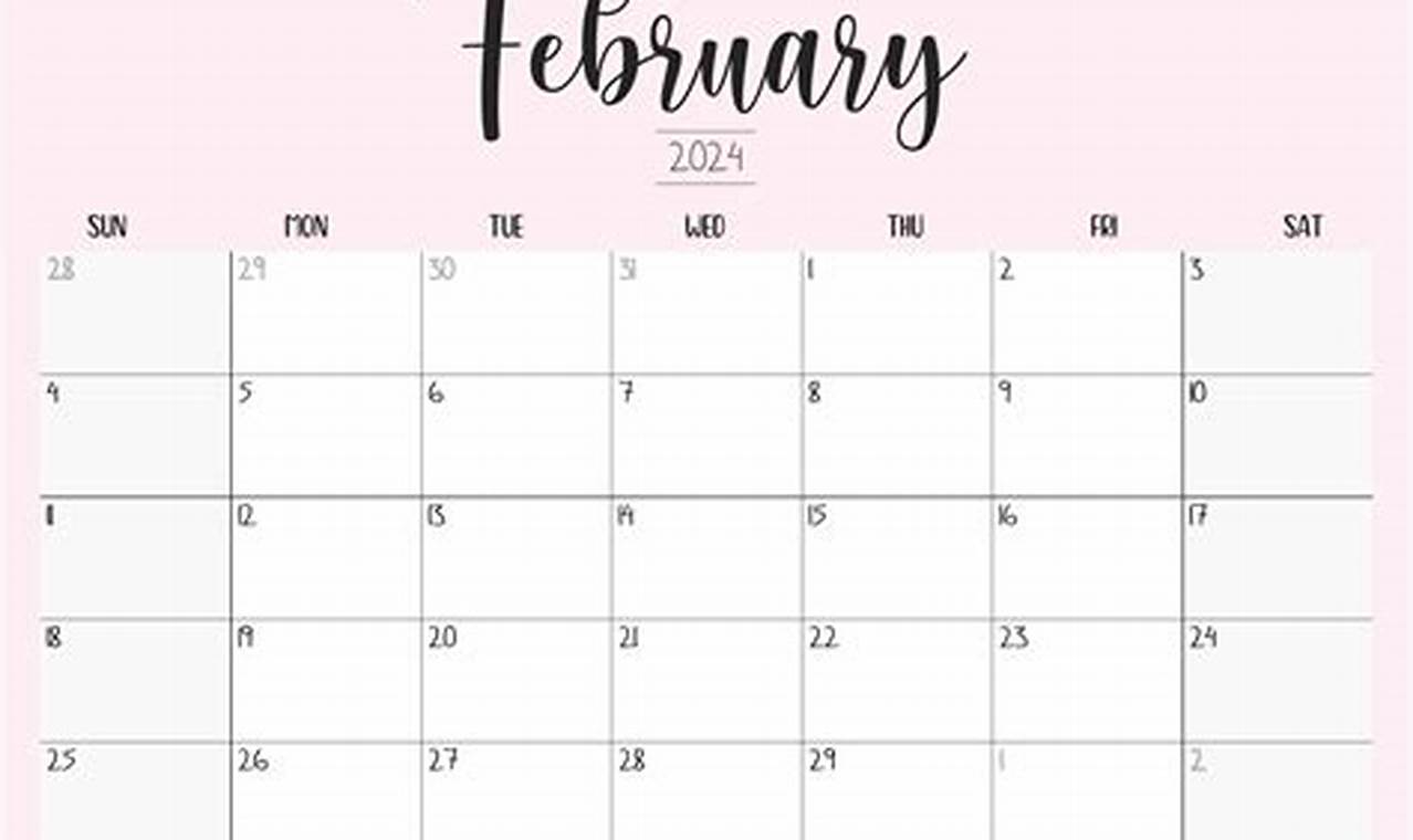 February 2024 Calendar Copy And Pastel Pink