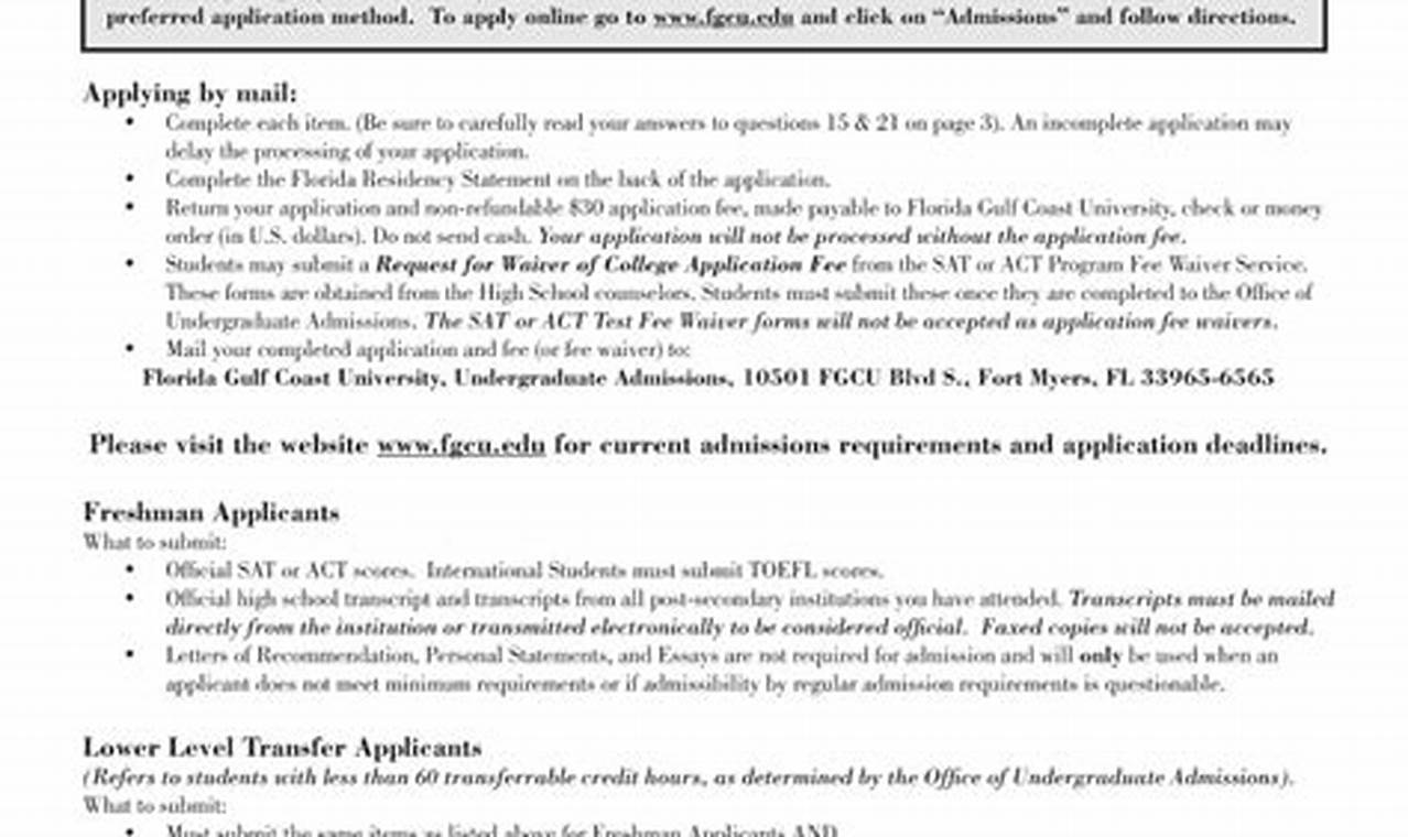 Fgcu Application Deadline 2024