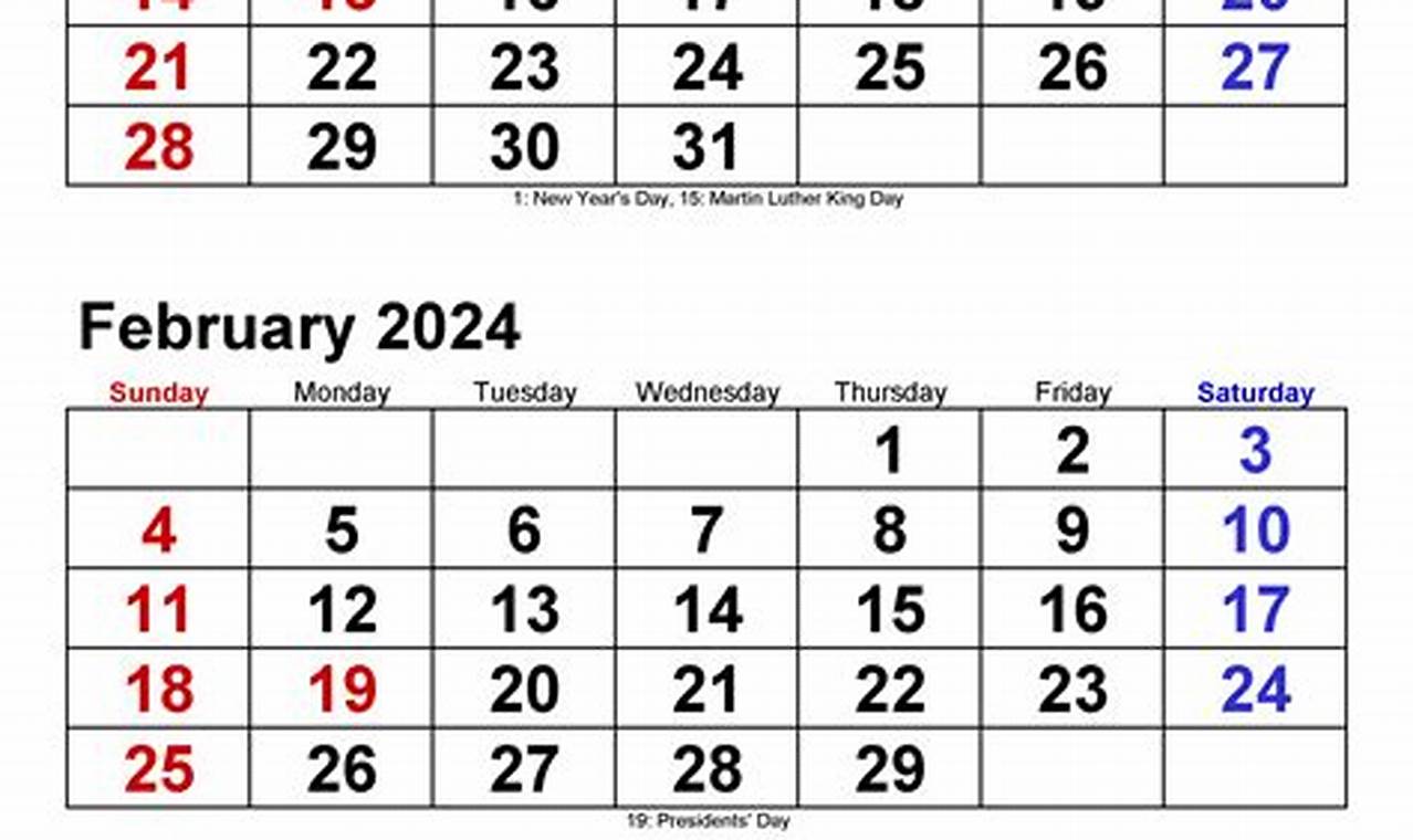 First Quarter 2024 Calendar