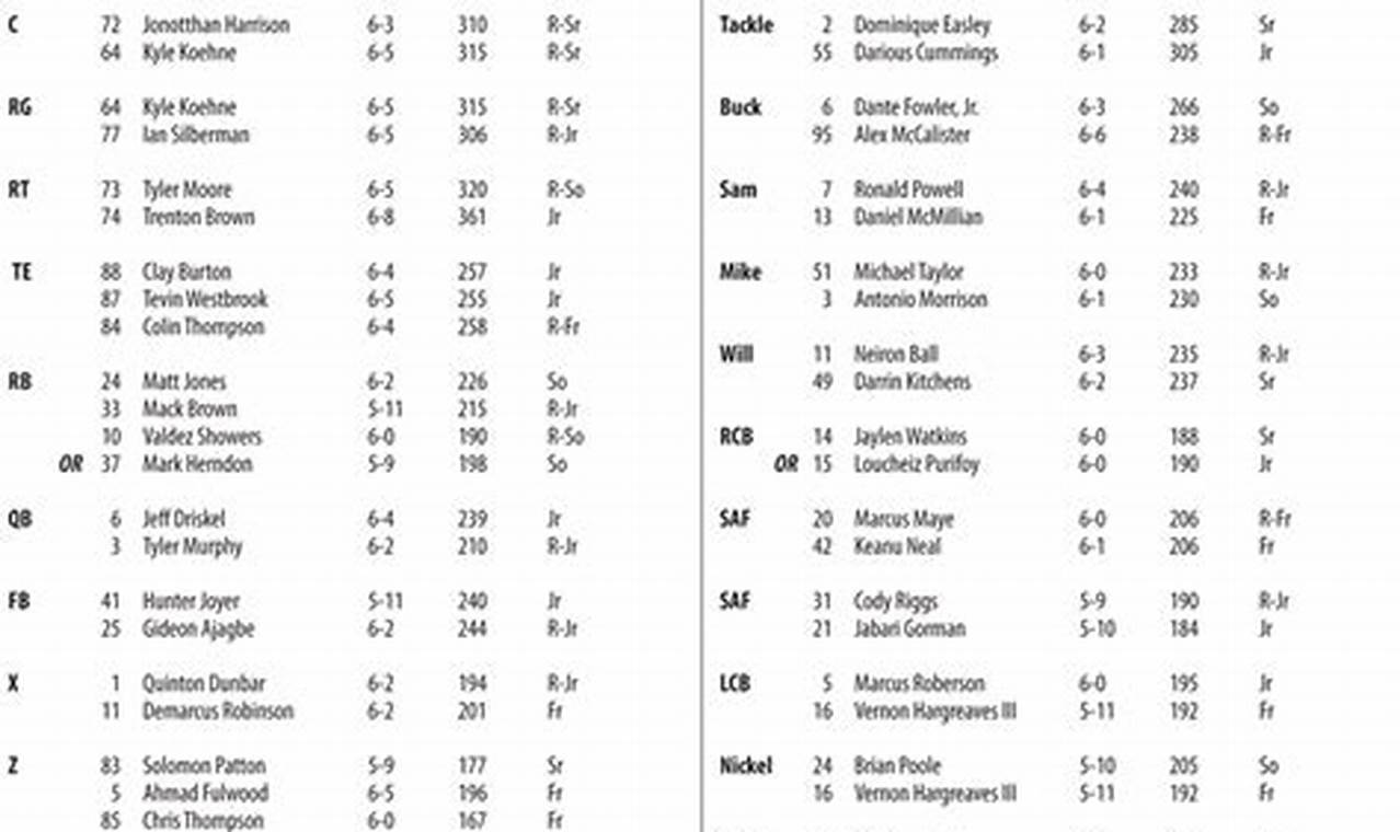 Florida Gators Football Depth Chart 2024