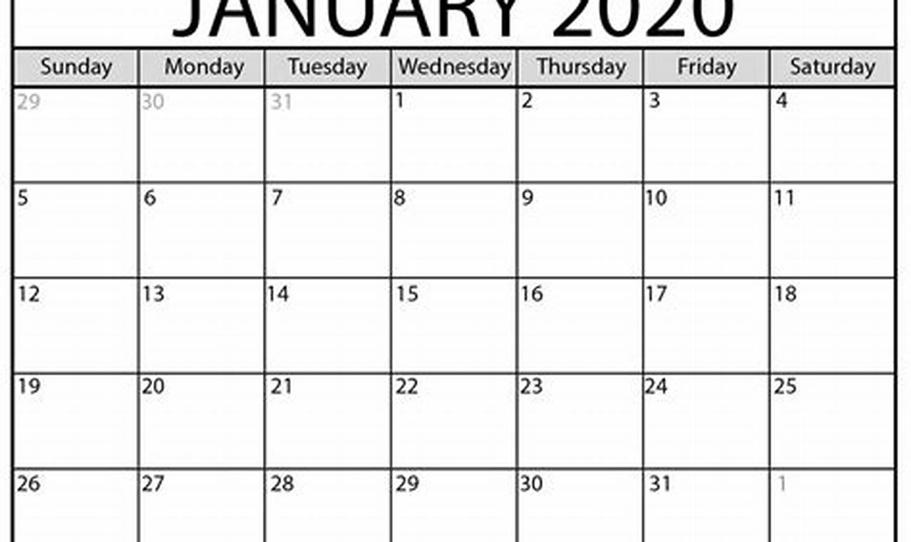 Free Blank January Calendar