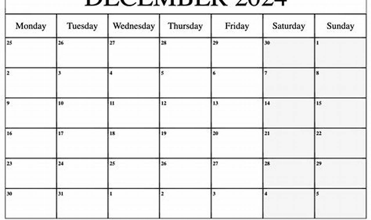 Free December Calendar 2024 Printable
