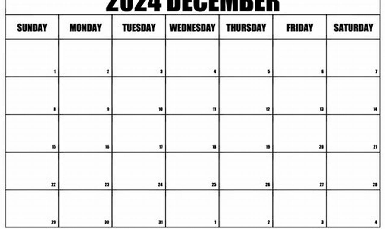 Free Editable December 2024 Calendar Week Number