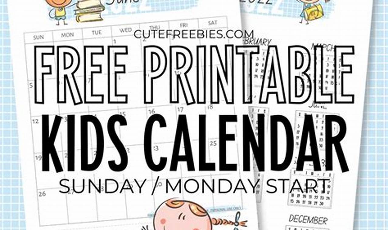 Free Printable Calendar 2024 Kids