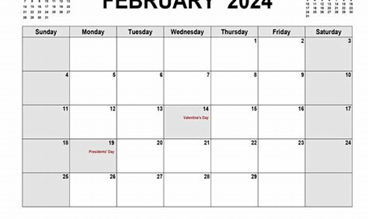 Free Printable Calendar 2024 Monthly February Template