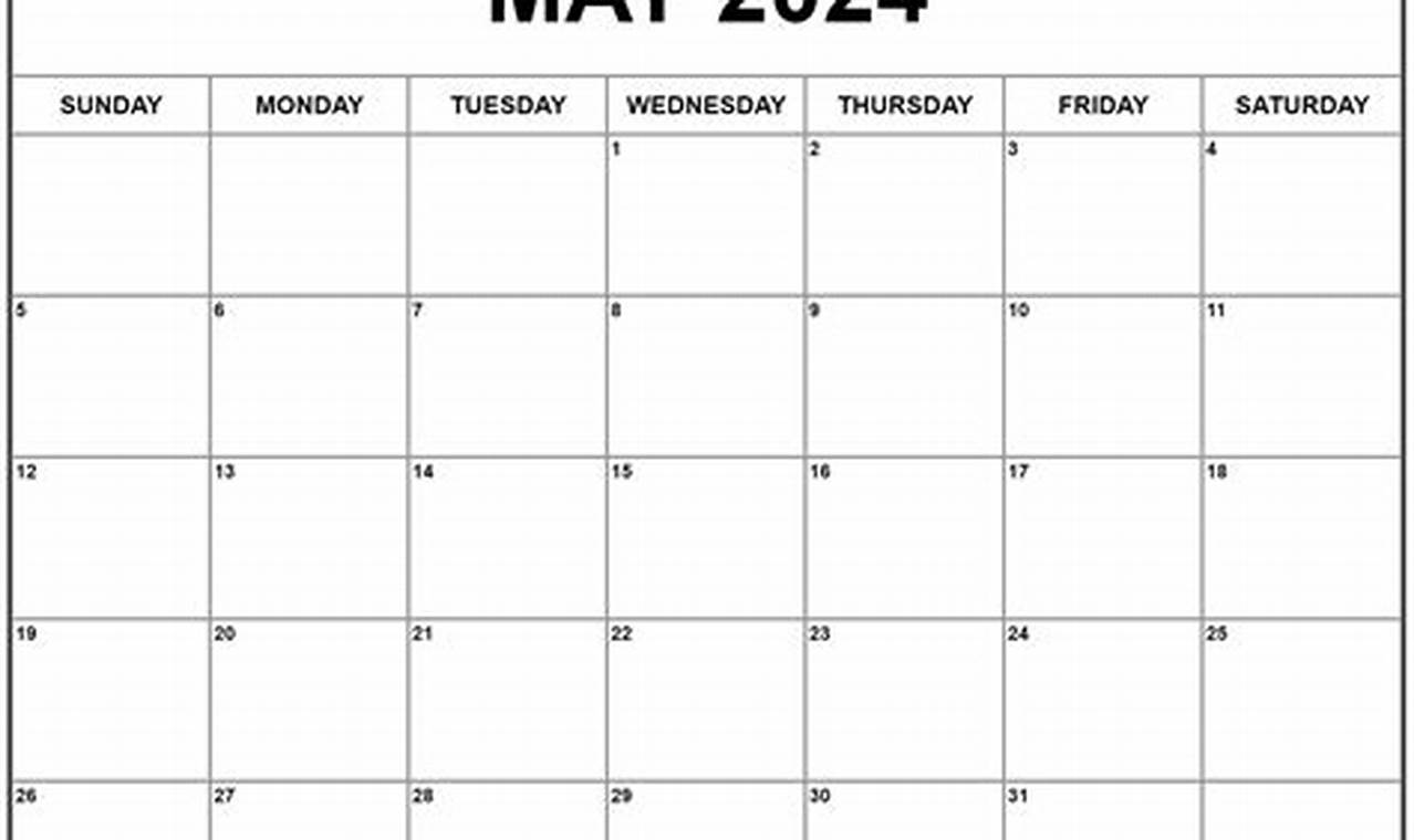 Free Printable Calendar 2024 Monthly May 2022