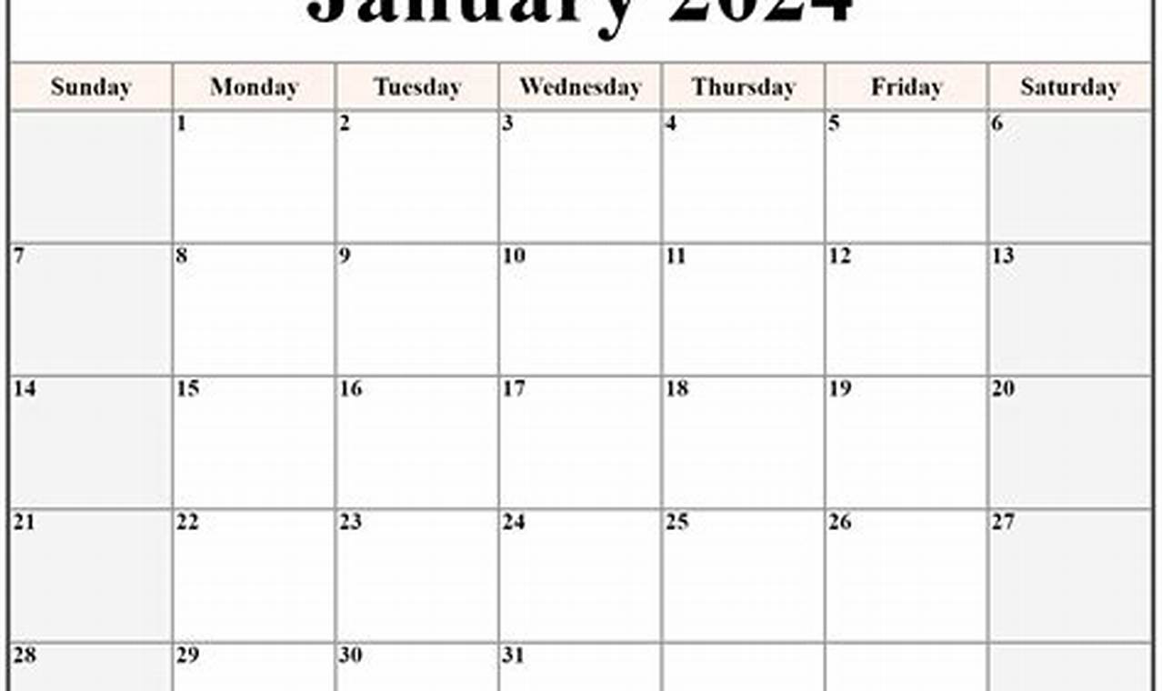 Free Printable January 2024 Calendar: Perfect for a Fresh Start
