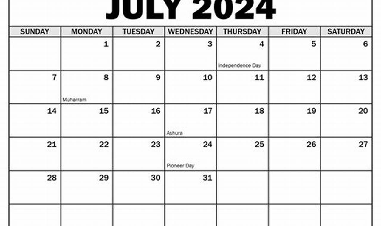 Free Printable July 2024 Calendar Editable Map