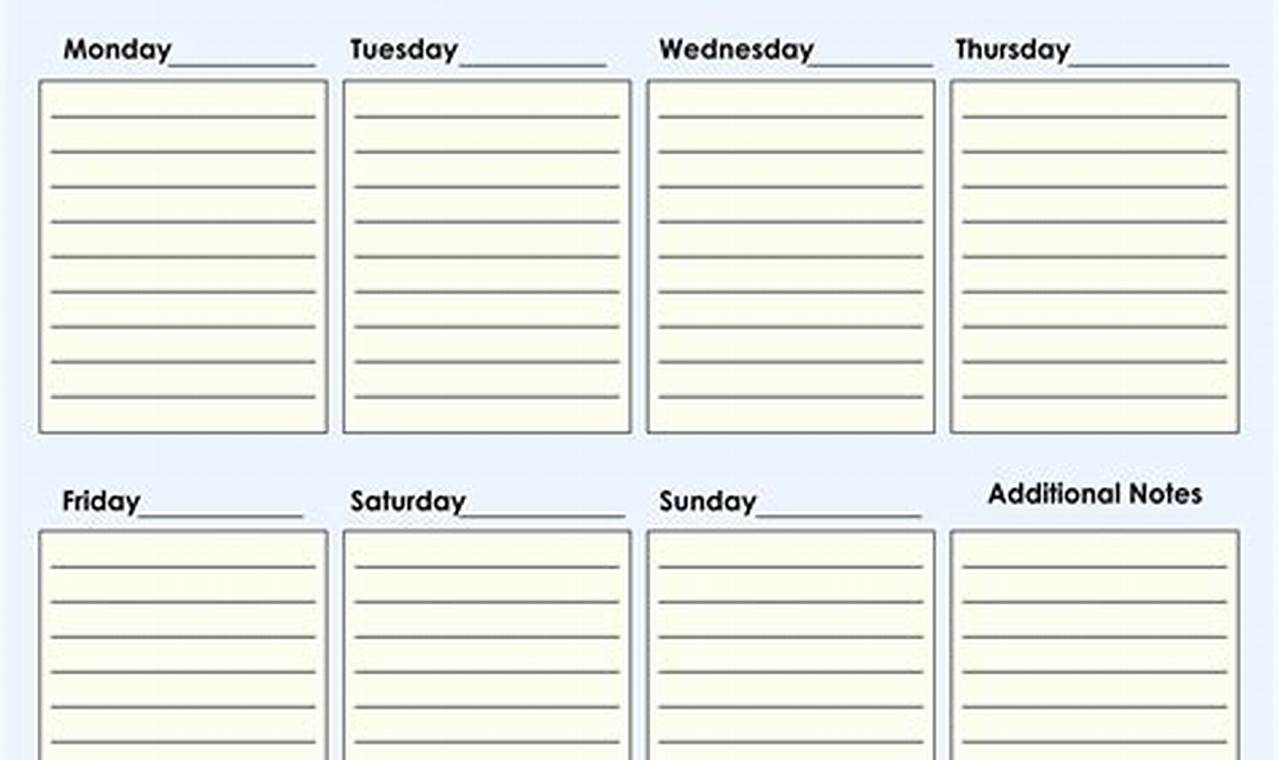 Free Printable Weekly Calendar Templates