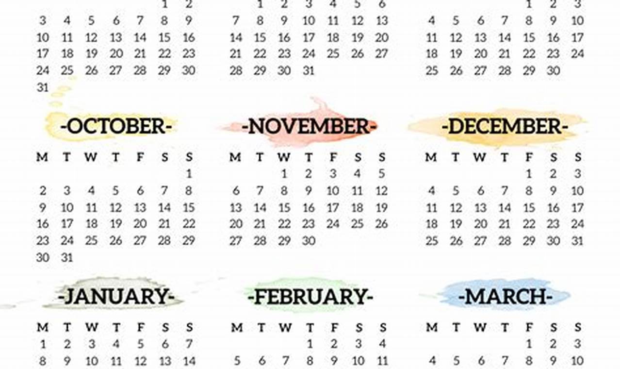Free Printable Yearly Academic Calendar 2023-2024