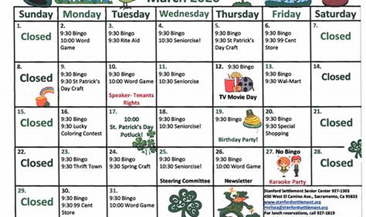 Freehold Senior Center Calendar