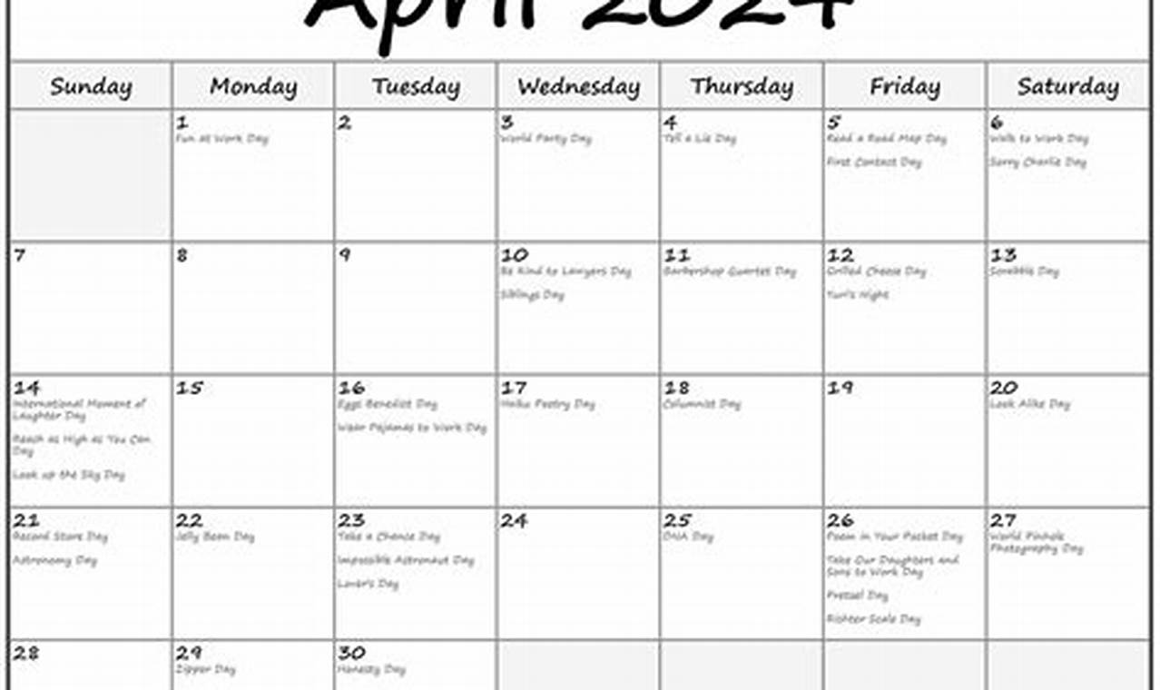 Fun Holidays In April 2024 Calendar