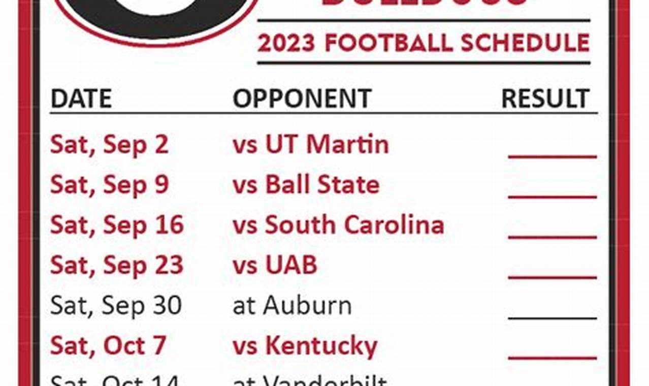 Georgia Bulldogs Football Schedule 2024 Printable