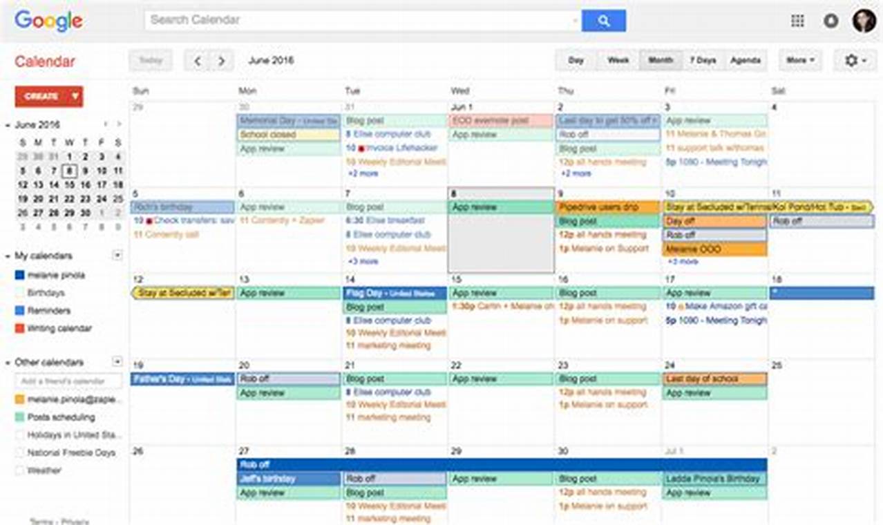 Google Project Management Calendar