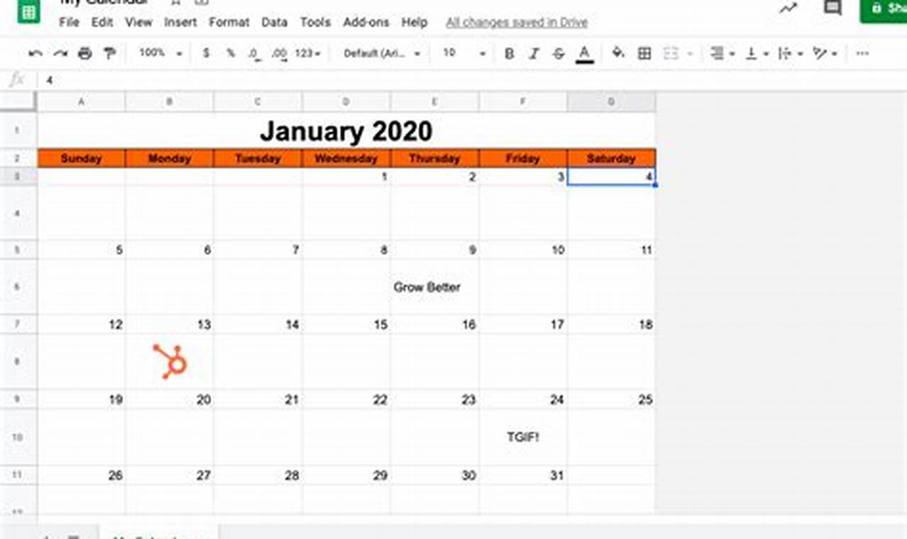 Google Sheets Calendar Template 2024