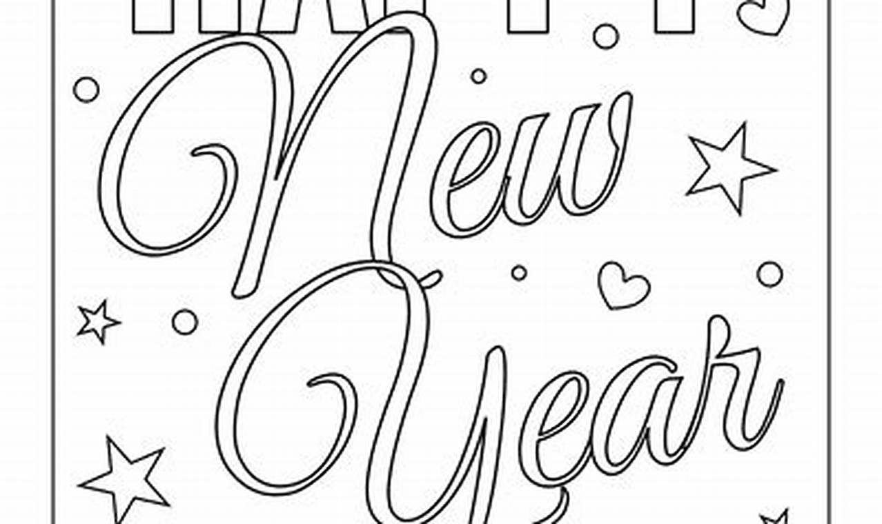 Happy New Year Coloring Page 2024