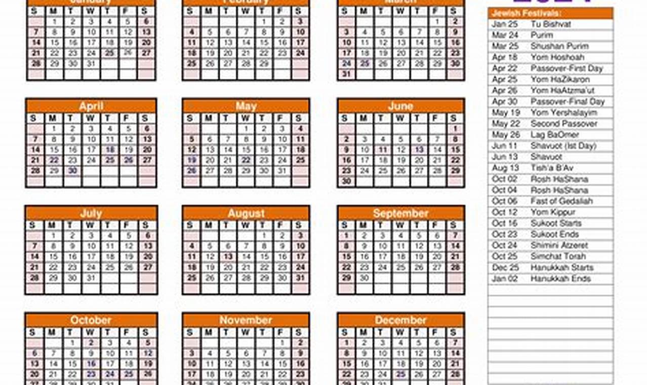 Hebrew Calendar 2024 Pdf
