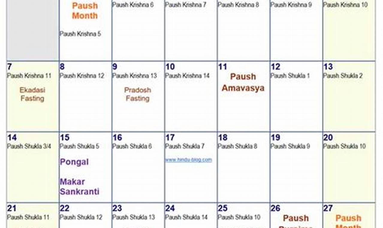 Hindu Calendar 2024 Tithi