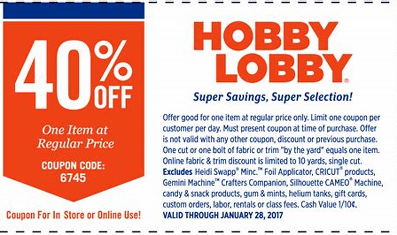Hobby Lobby 40 Off Coupon 2024