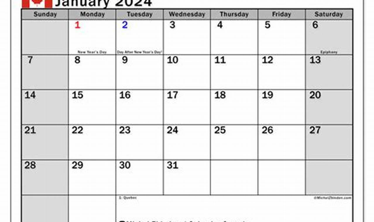 Holidays In January 2024 Canada