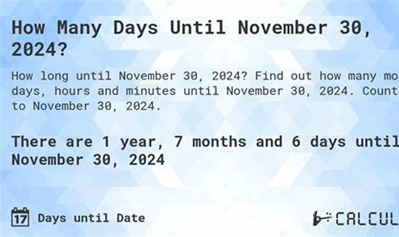 How Many Days Till Nov 30 2024