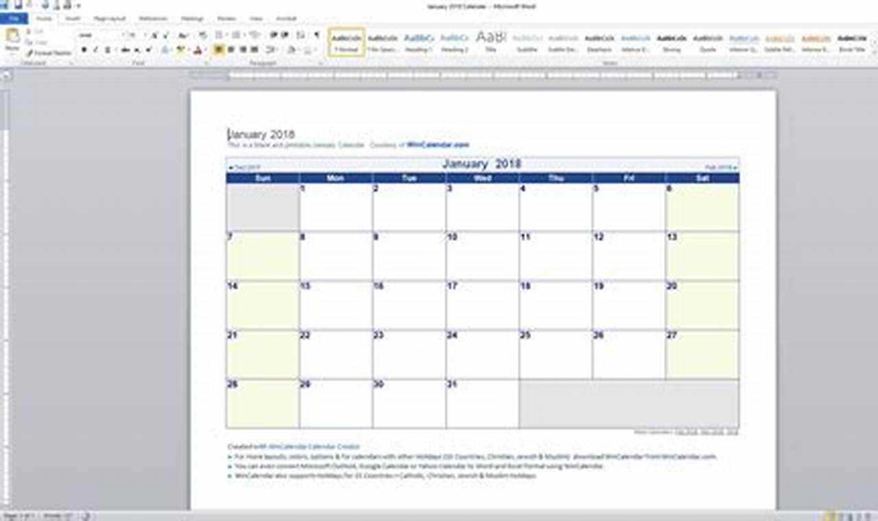 How To Change Date On Microsoft Word Calendar Template