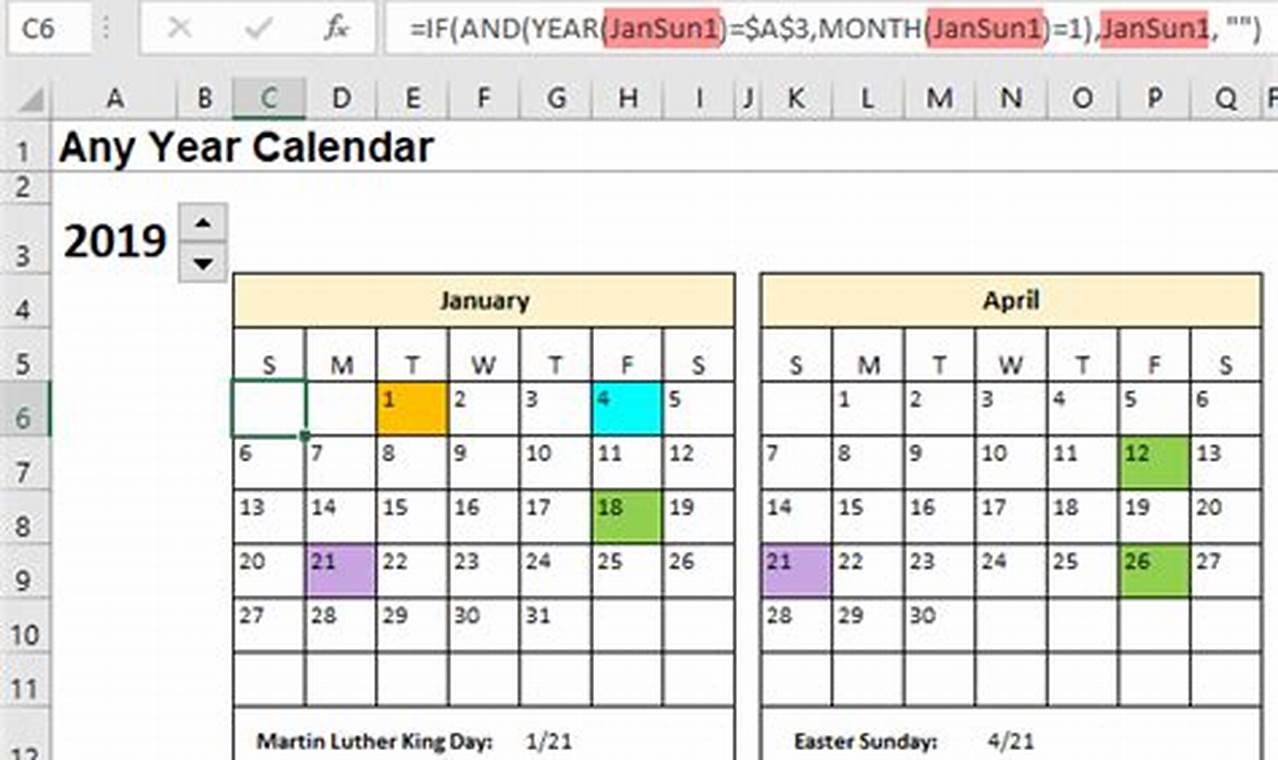 How To Create A 2024 Calendar In Excel Cells With Formulas