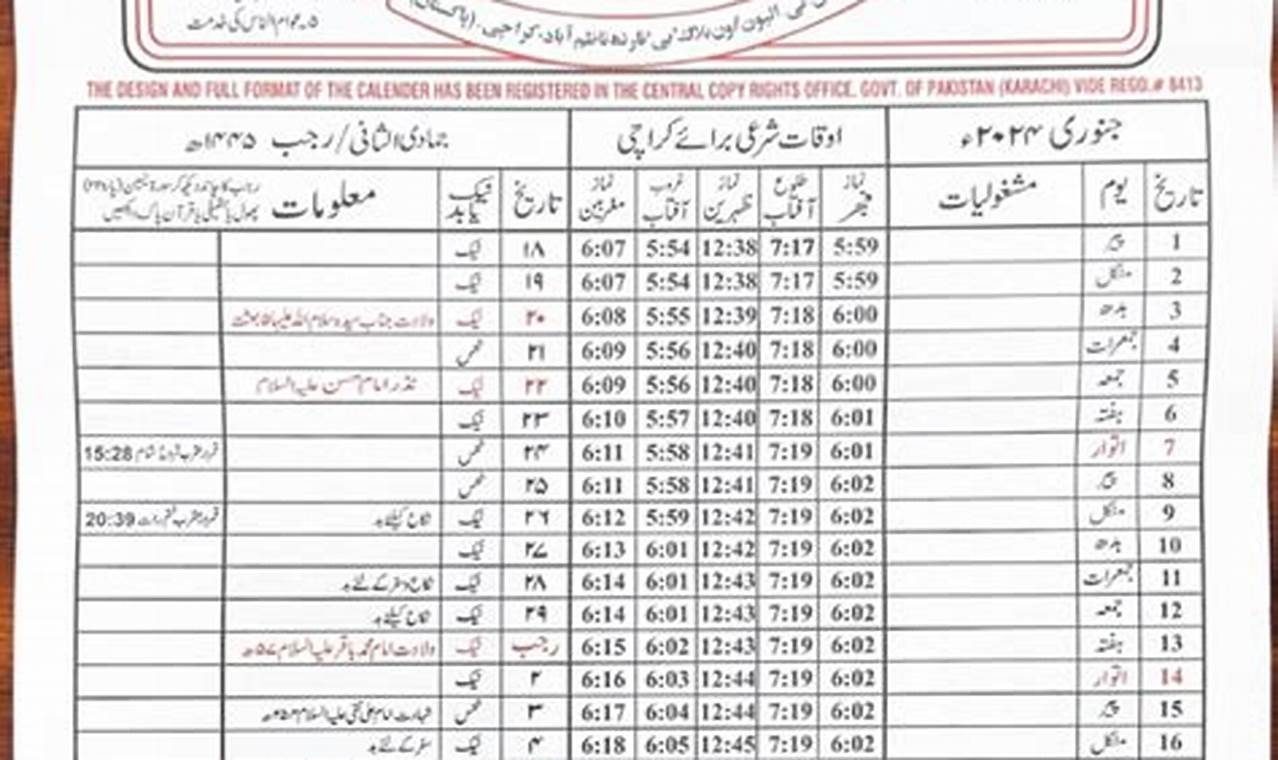 Hussaini Calendar 2024 Pdf Urdu