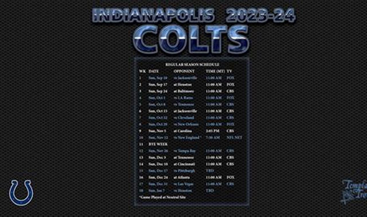 Indianapolis Colts Tv Schedule 2024