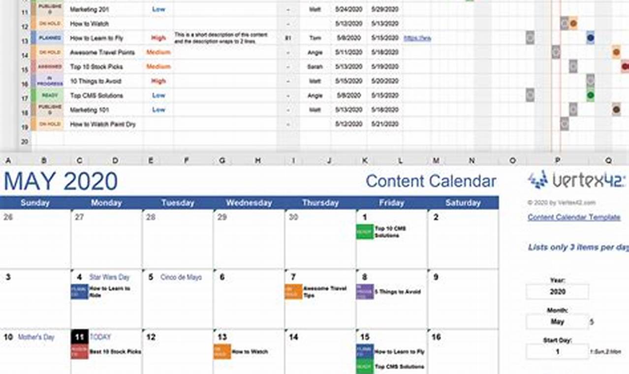 Intuitive Excel Templates For Content Calendar