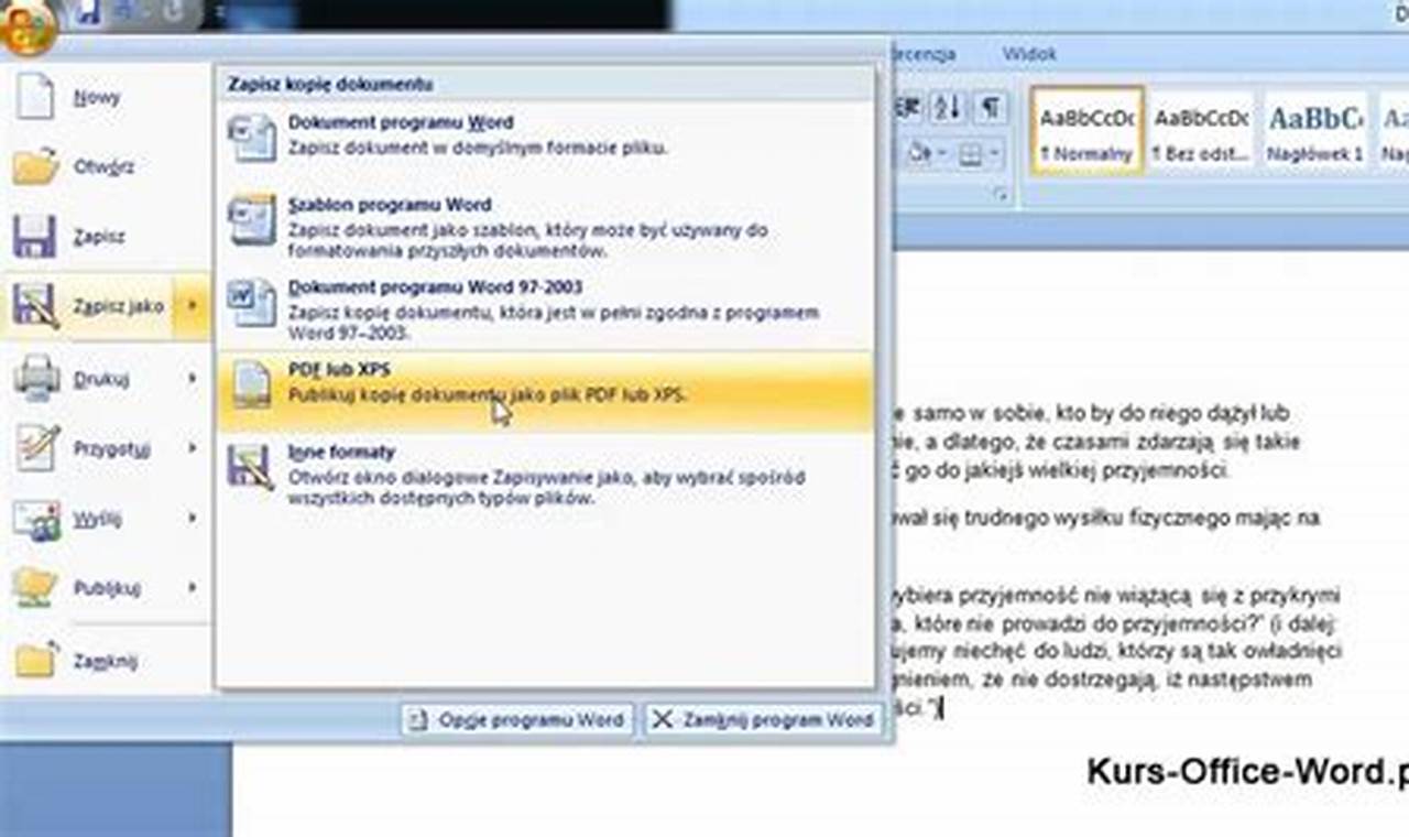 Jak Zapisać Dokument Pdf W Word 2007