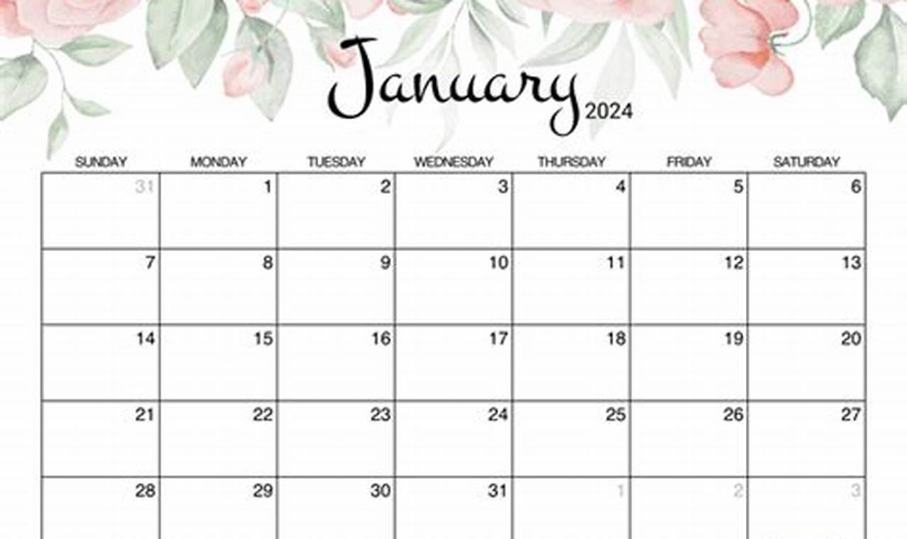January 2024 Calendar Flower