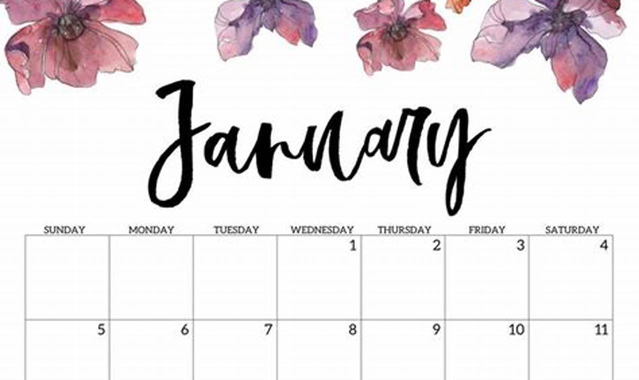 January 2024 Calendar Flowers