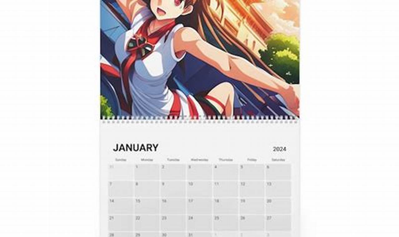 January 2024 Calendar Minimalistic Anime