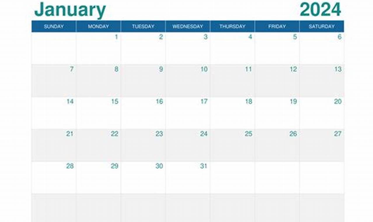 January 2024 Calendar Powerpoint Template Editable