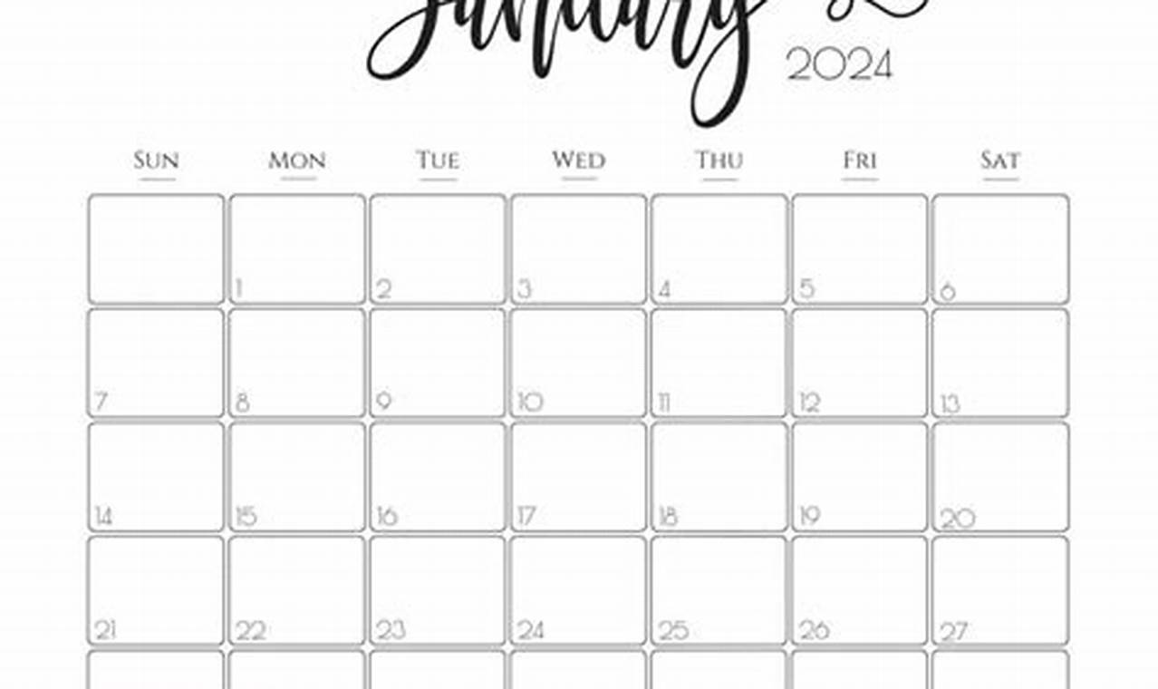 January 2024 Calendar Printable Aesthetic