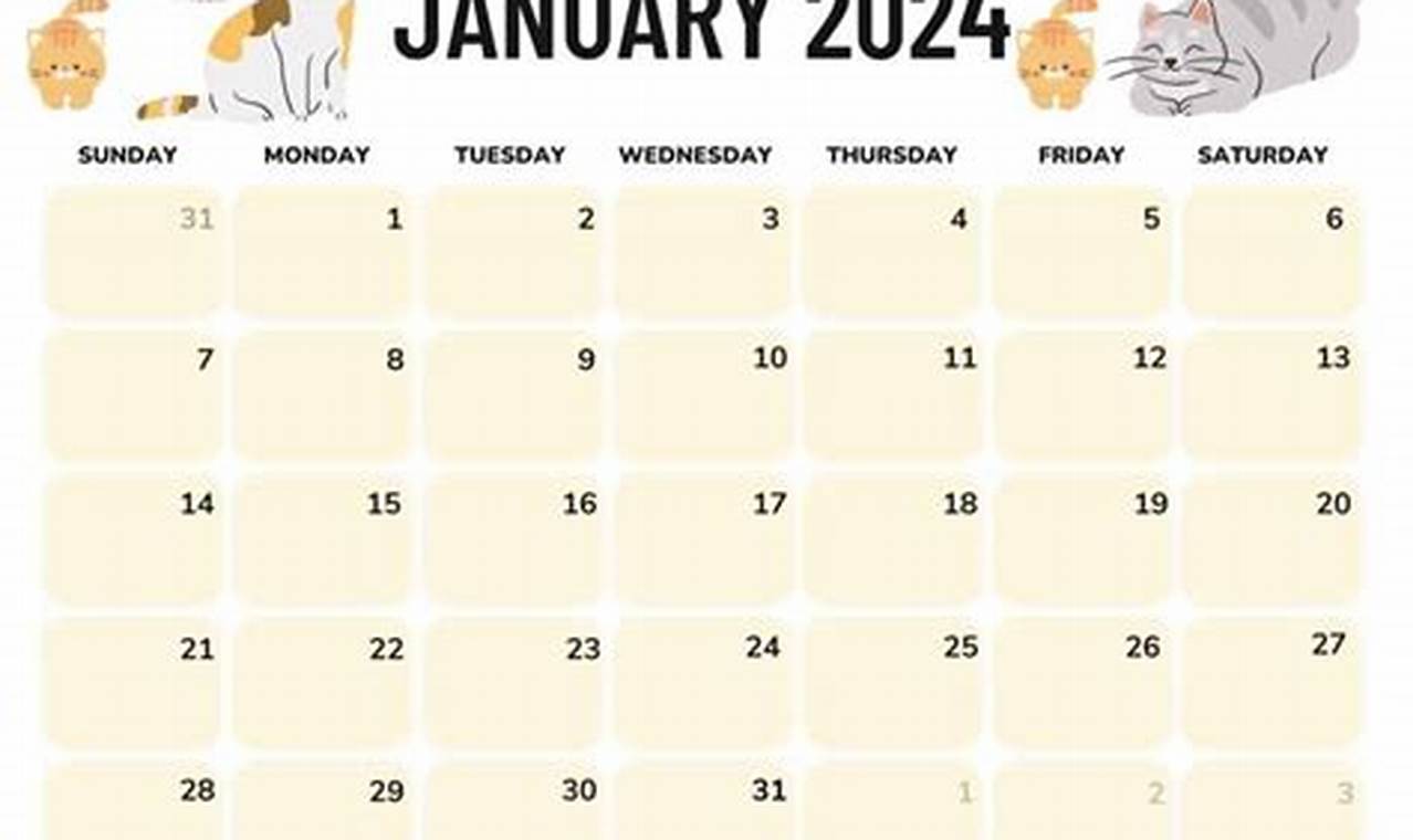January 2024 Cat Calendar