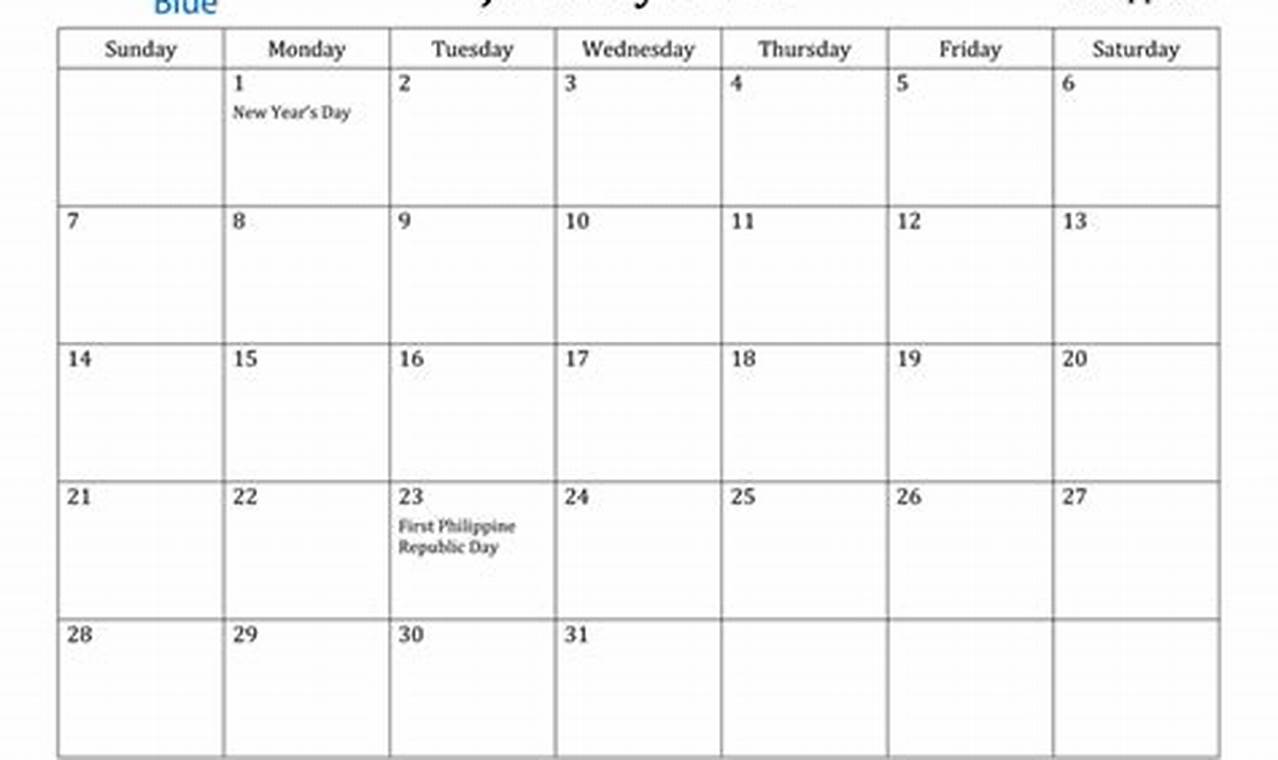 January 2024 Holiday Calendar Philippines 2024