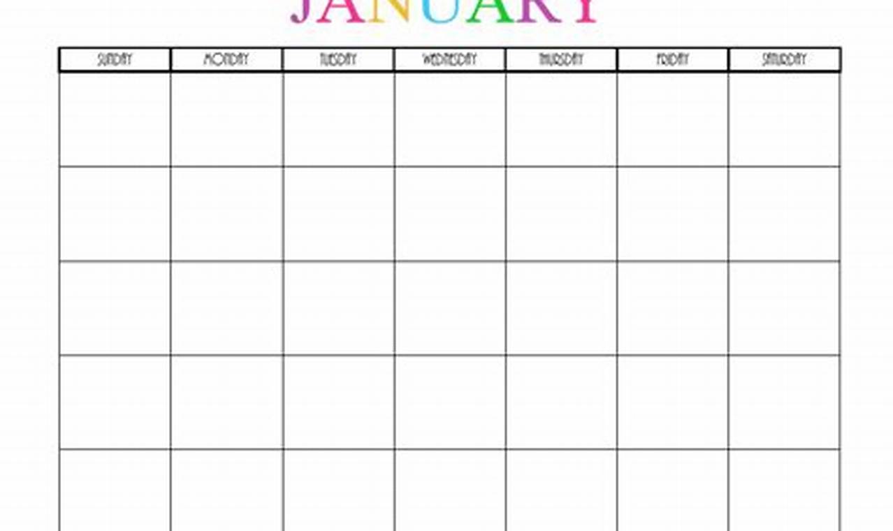 January Blank Calendar Printable