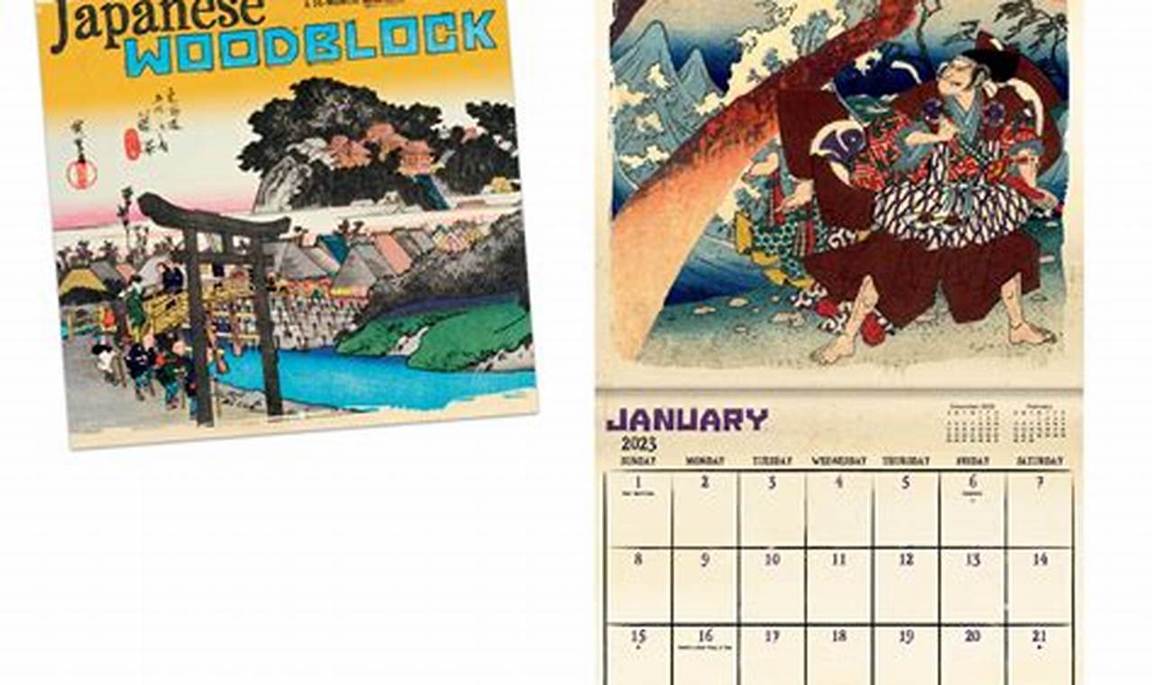 Japanese Woodblock Wall Calendar