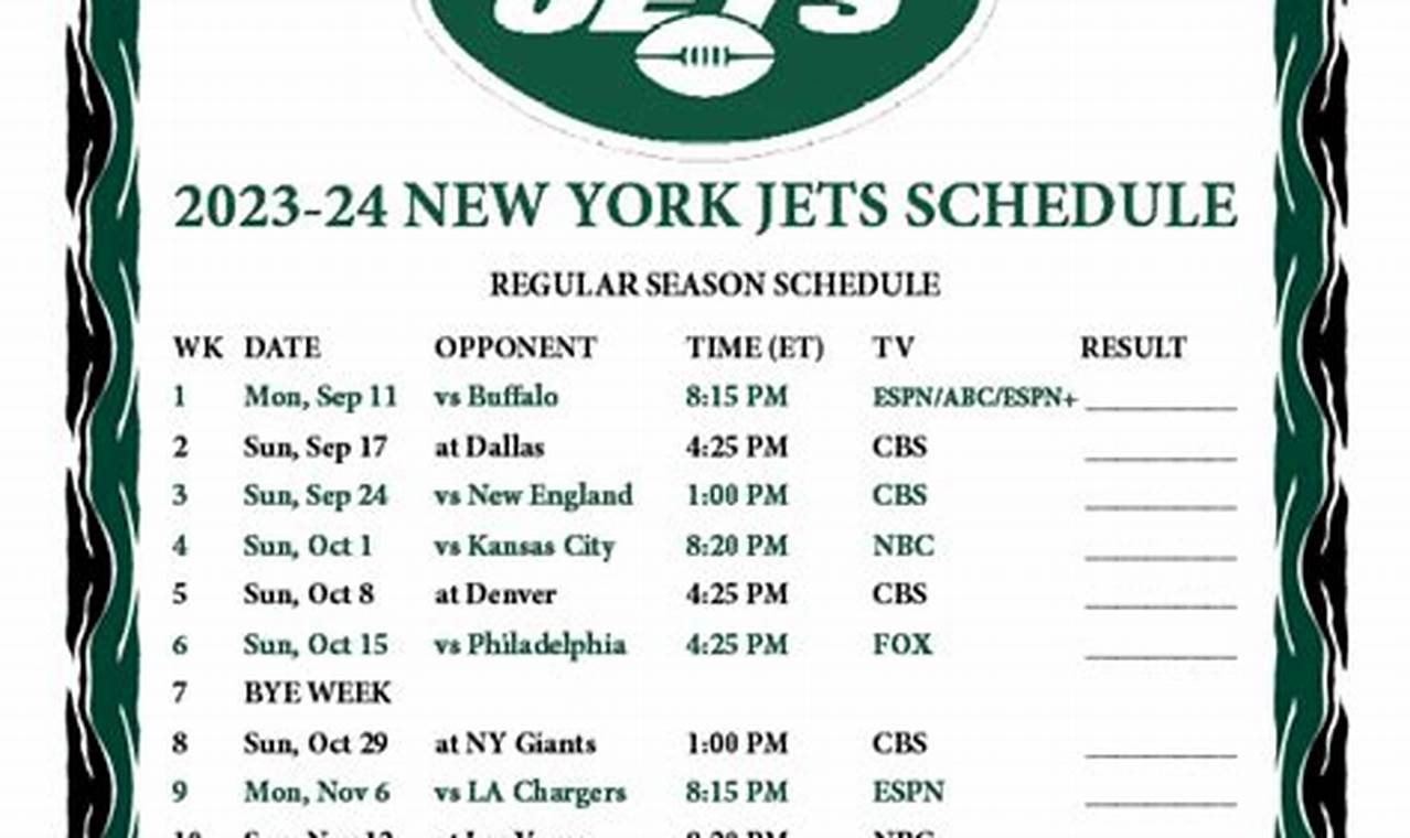 Jets Football Schedule 2024