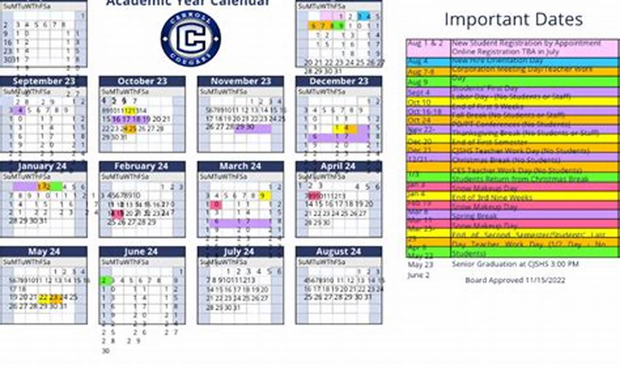 John Carroll School Calendar 2024-2024