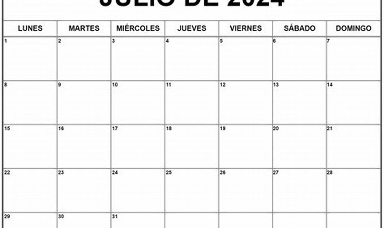 Julio Calendario 2024