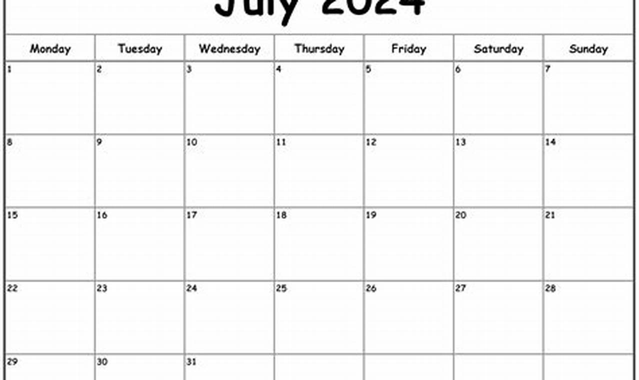 July 2024 Calendar Blank Printable Free