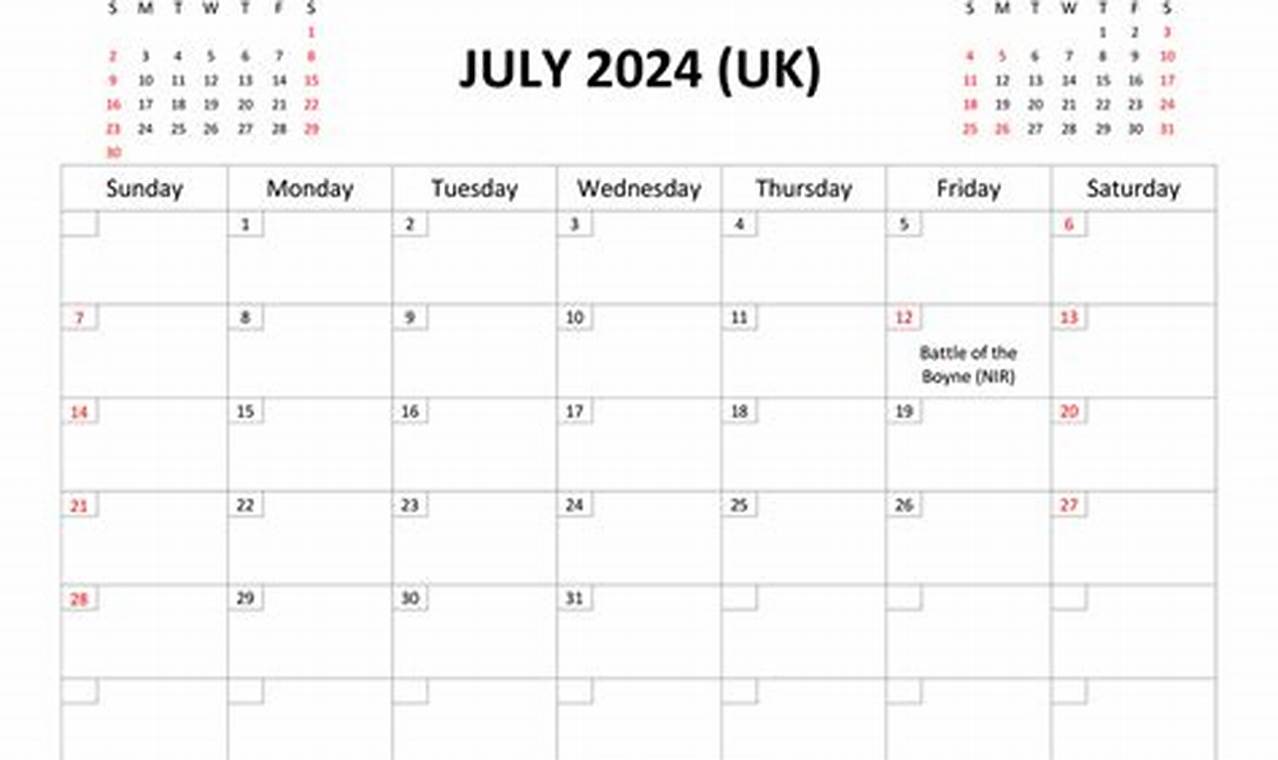 July 2024 Calendar With Holidays Printable Free